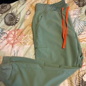 Figs Green Jogger Pants with Orange Drawstring